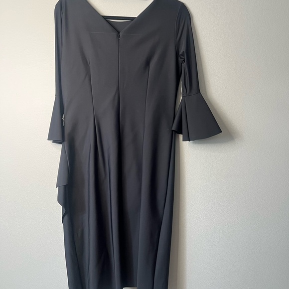 Alex Evenings | Bell Sleeve Draped Compression Sheath Dress Black Size 10 - Picture 9 of 11